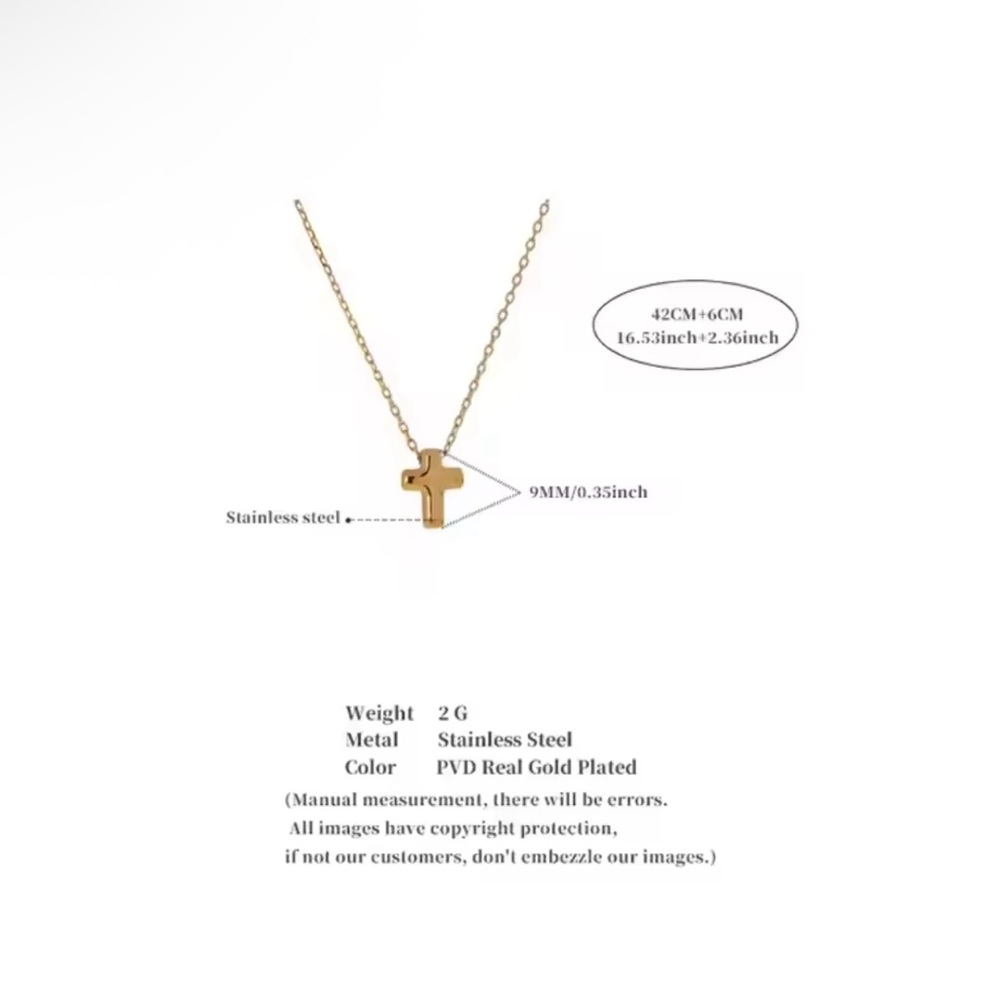 Dainty Cross Necklace Waterproof Stainless Steel Cross Necklace Tiny Cross Gold - Picture 4 of 6